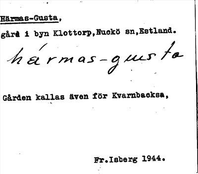 Bild på arkivkortet för arkivposten Härmas-Gusta