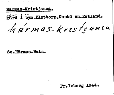 Bild på arkivkortet för arkivposten Härmas-Kristjansa