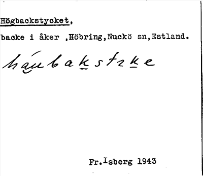 Bild på arkivkortet för arkivposten Högbackstycket