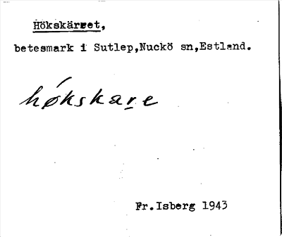 Bild på arkivkortet för arkivposten Hökskärret