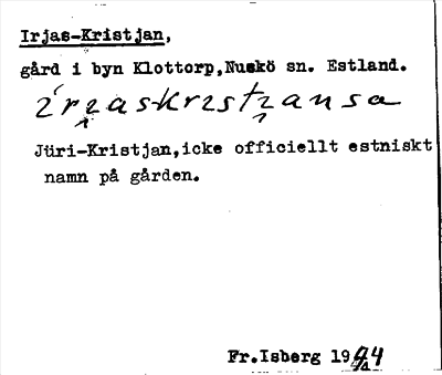 Bild på arkivkortet för arkivposten Irjas-Kristjan
