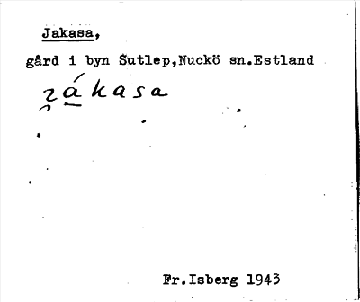 Bild på arkivkortet för arkivposten Jakasa
