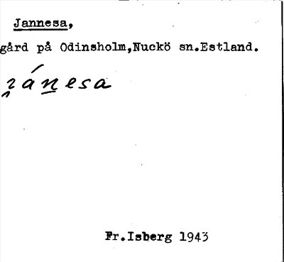 Bild på arkivkortet för arkivposten Jannesa