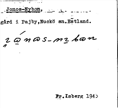 Bild på arkivkortet för arkivposten Jonos-Nybon