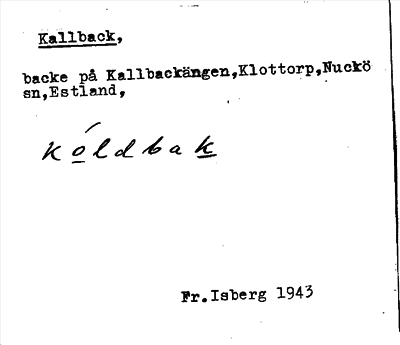 Bild på arkivkortet för arkivposten Kallback