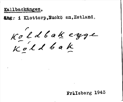 Bild på arkivkortet för arkivposten Kallbackängen