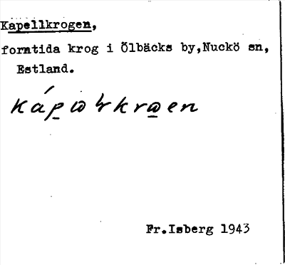 Bild på arkivkortet för arkivposten Kapellkrogen