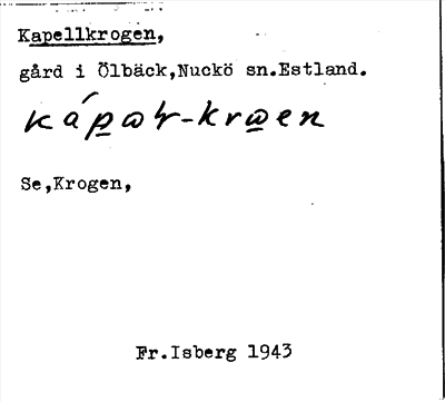 Bild på arkivkortet för arkivposten Kapellkrogen
