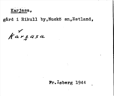 Bild på arkivkortet för arkivposten Karjasa