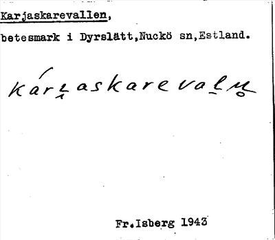Bild på arkivkortet för arkivposten Karjaskarevallen
