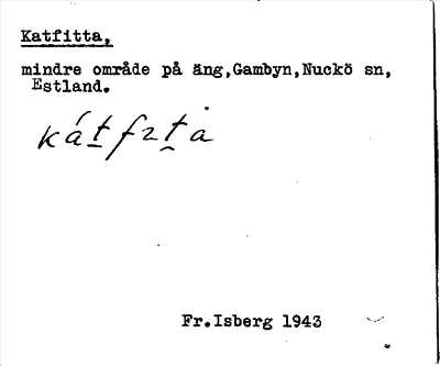 Bild på arkivkortet för arkivposten Katfitta