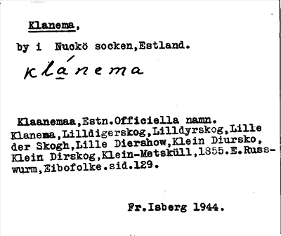 Bild på arkivkortet för arkivposten Klanema