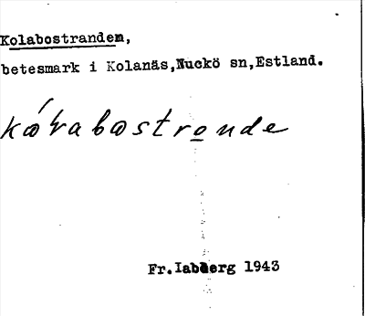 Bild på arkivkortet för arkivposten Kolabostranden