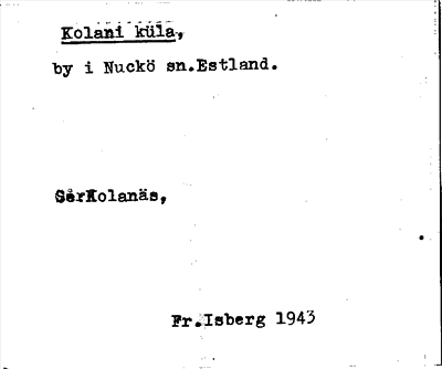 Bild på arkivkortet för arkivposten Kolani küla