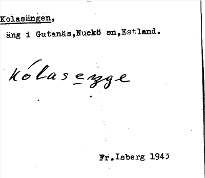 Bild på arkivkortet för arkivposten Kolasängen