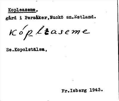 Bild på arkivkortet för arkivposten Kopleaseme