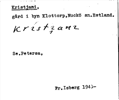 Bild på arkivkortet för arkivposten Kristjani