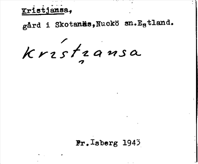 Bild på arkivkortet för arkivposten Kristjansa