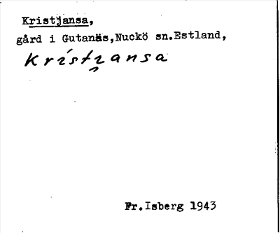 Bild på arkivkortet för arkivposten Kristjansa