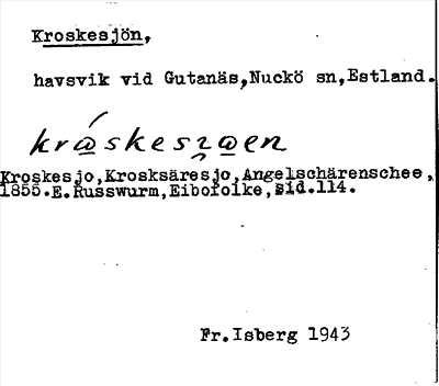 Bild på arkivkortet för arkivposten Kroskesjön