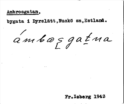 Bild på arkivkortet för arkivposten Ambrosgatan