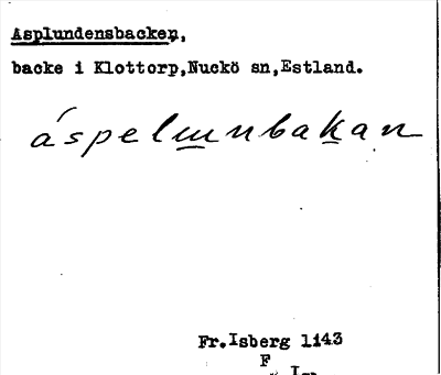 Bild på arkivkortet för arkivposten Asplundensbacken