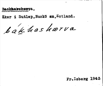 Bild på arkivkortet för arkivposten Backharehorva