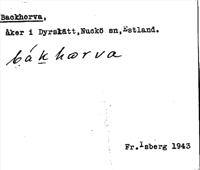 Bild på arkivkortet för arkivposten Backhorva