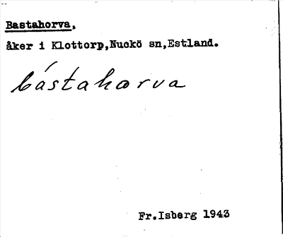 Bild på arkivkortet för arkivposten Bastahorva