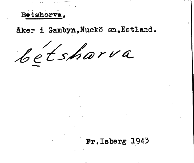 Bild på arkivkortet för arkivposten Betshorva