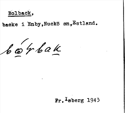 Bild på arkivkortet för arkivposten Bolback