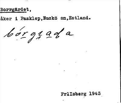Bild på arkivkortet för arkivposten Borrgärdet