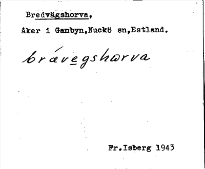 Bild på arkivkortet för arkivposten Bredvägshorva