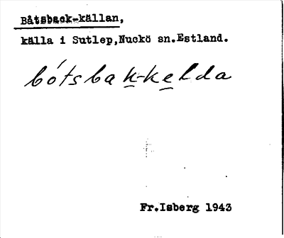 Bild på arkivkortet för arkivposten Båtsback-källa