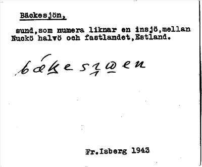 Bild på arkivkortet för arkivposten Bäckesjön
