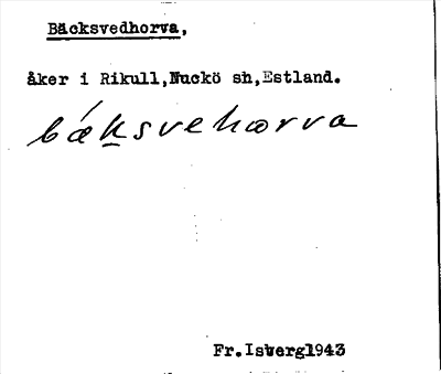 Bild på arkivkortet för arkivposten Bäcksvedhorva
