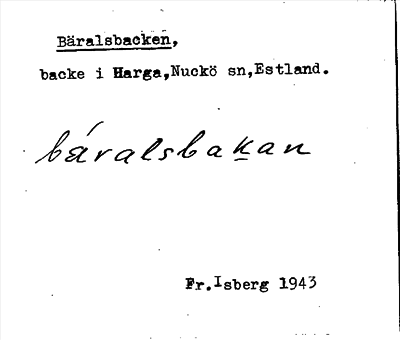 Bild på arkivkortet för arkivposten Bäralsbacken