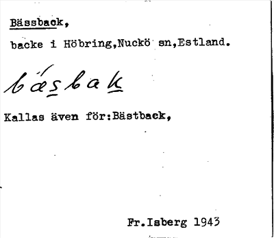 Bild på arkivkortet för arkivposten Bässback