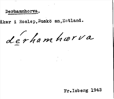 Bild på arkivkortet för arkivposten Derhamnhorva