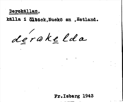 Bild på arkivkortet för arkivposten Derokällan