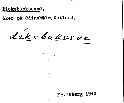 Bild på arkivkortet för arkivposten Dicksbackssved