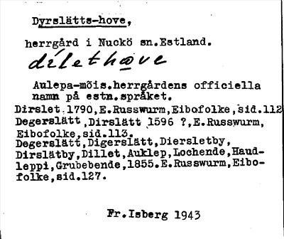 Bild på arkivkortet för arkivposten Dyrslätts-hove