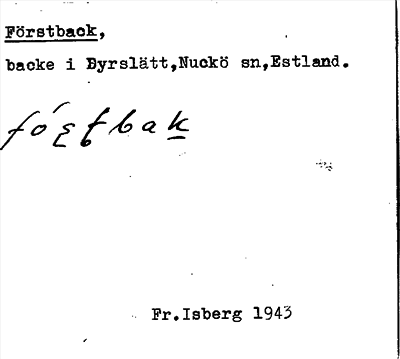 Bild på arkivkortet för arkivposten Förstback