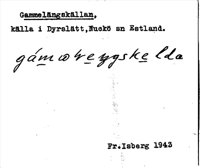 Bild på arkivkortet för arkivposten Gammelängskällan