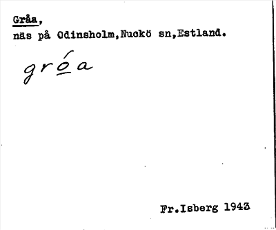 Bild på arkivkortet för arkivposten Grås