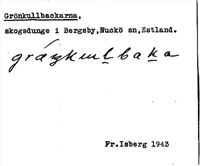Bild på arkivkortet för arkivposten Grönkullbackarna