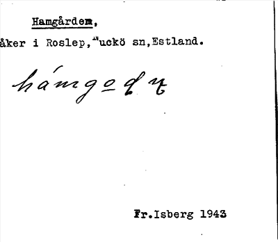 Bild på arkivkortet för arkivposten Hamgården