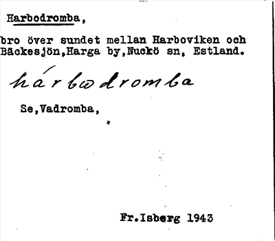 Bild på arkivkortet för arkivposten Harbodromba