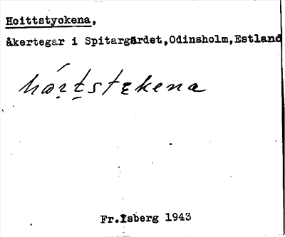 Bild på arkivkortet för arkivposten Hoittstyckena