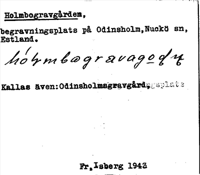 Bild på arkivkortet för arkivposten Holmbogravgården